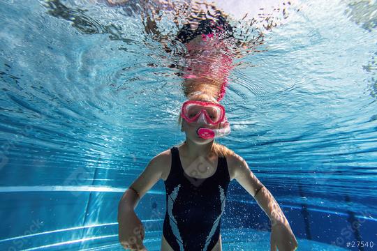 Underwater Young Girl have fun in the swimming pool with snorkel. Summer Vacation Fun concept image  : Stock Photo or Stock Video Download rcfotostock photos, images and assets rcfotostock | RC Photo Stock.: