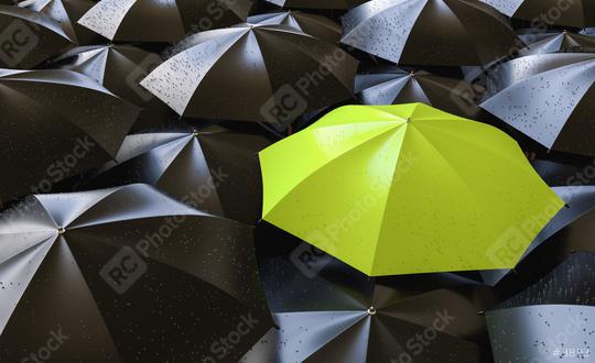Unique green umbrella among many dark ones. Standing out from crowd, individuality and difference concept  : Stock Photo or Stock Video Download rcfotostock photos, images and assets rcfotostock | RC Photo Stock.: