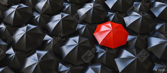 Unique red umbrella among many dark ones. Standing out from crowd, individuality and difference concept  : Stock Photo or Stock Video Download rcfotostock photos, images and assets rcfotostock | RC Photo Stock.: