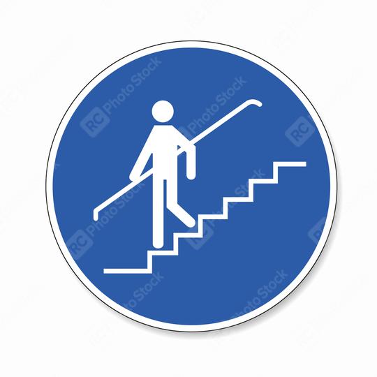 Use handrail. handrail must be used, mandatory sign or safety sign, on white background. Vector illustration. Eps 10 vector file.  : Stock Photo or Stock Video Download rcfotostock photos, images and assets rcfotostock | RC Photo Stock.: