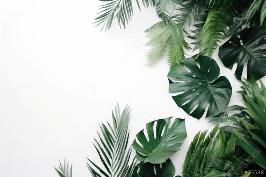 Variety of tropical leaves arranged along the edges of a white background  : Stock Photo or Stock Video Download rcfotostock photos, images and assets rcfotostock | RC Photo Stock.: