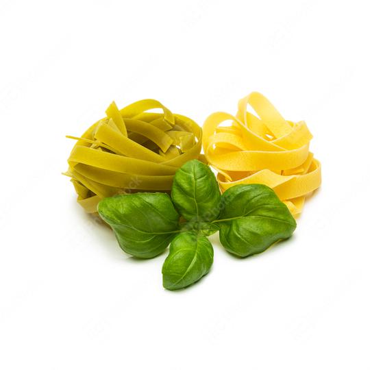 various pasta noodle nests with basil leaf  : Stock Photo or Stock Video Download rcfotostock photos, images and assets rcfotostock | RC Photo Stock.: