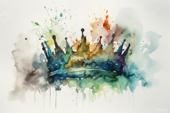 Vibrant watercolor depiction of a splattering crown  : Stock Photo or Stock Video Download rcfotostock photos, images and assets rcfotostock | RC Photo Stock.: