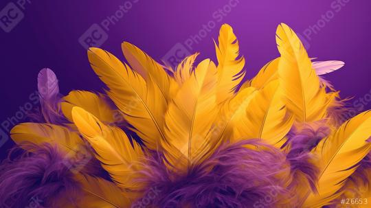 Vibrant yellow feathers with hints of purple gracefully overlap against a rich purple background, exuding a sense of elegance and softness  : Stock Photo or Stock Video Download rcfotostock photos, images and assets rcfotostock | RC Photo Stock.:
