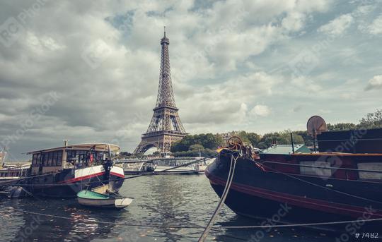 view from the Seine shore to the Eiffel tower, Paris. France.  : Stock Photo or Stock Video Download rcfotostock photos, images and assets rcfotostock | RC Photo Stock.: