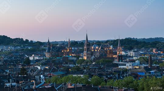 view of Aachen at dusk  : Stock Photo or Stock Video Download rcfotostock photos, images and assets rcfotostock | RC Photo Stock.: