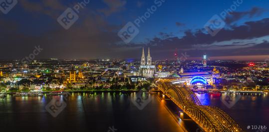 View of Cologne and the Cologne cathedral in the night  : Stock Photo or Stock Video Download rcfotostock photos, images and assets rcfotostock | RC Photo Stock.: