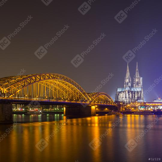 view of Cologne Cathedral at night  : Stock Photo or Stock Video Download rcfotostock photos, images and assets rcfotostock | RC Photo Stock.: