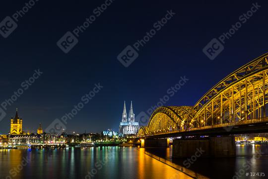view of Cologne Cathedral at night  : Stock Photo or Stock Video Download rcfotostock photos, images and assets rcfotostock | RC Photo Stock.: