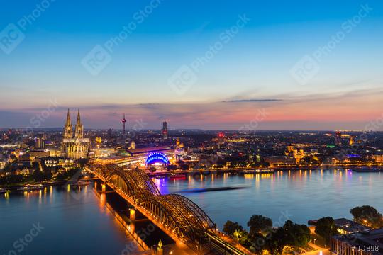 view of Cologne with Cologne Cathedral at sunset  : Stock Photo or Stock Video Download rcfotostock photos, images and assets rcfotostock | RC Photo Stock.: