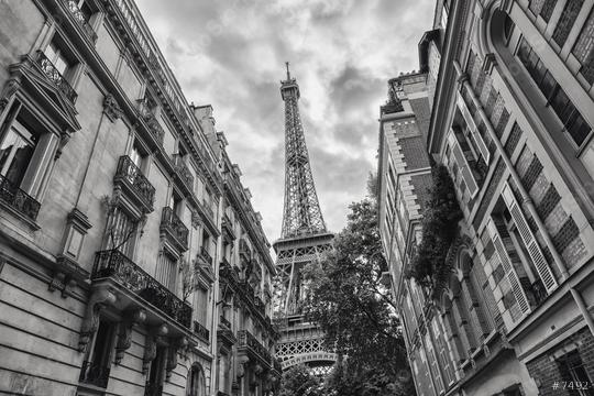 View of the Eiffel Tower in Paris, France black and white colored  : Stock Photo or Stock Video Download rcfotostock photos, images and assets rcfotostock | RC Photo Stock.: