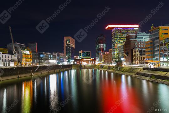 view of the media harbor at ngiht in Dusseldorf  : Stock Photo or Stock Video Download rcfotostock photos, images and assets rcfotostock | RC Photo Stock.: