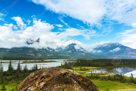 View of the North Saskatchewan Riveron the Icefields parkway jasper canada   : Stock Photo or Stock Video Download rcfotostock photos, images and assets rcfotostock | RC Photo Stock.: