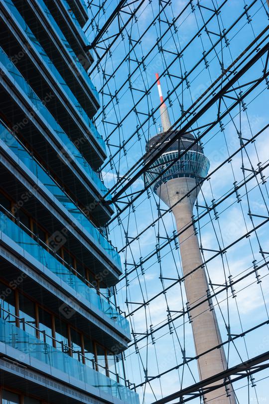 View of the television tower Rheinturm of Dusseldorf in Germany  : Stock Photo or Stock Video Download rcfotostock photos, images and assets rcfotostock | RC Photo Stock.:
