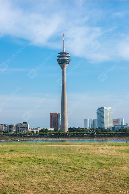 View of the tower Rheinturm of Dusseldorf in Germany Europe  : Stock Photo or Stock Video Download rcfotostock photos, images and assets rcfotostock | RC Photo Stock.: