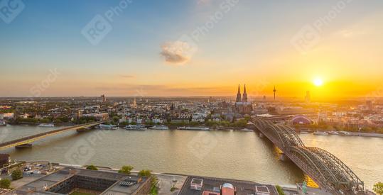 view on Cologne at sunset in summer  : Stock Photo or Stock Video Download rcfotostock photos, images and assets rcfotostock | RC Photo Stock.: