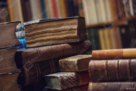 Vintage, antiquarian books pile in the Library  : Stock Photo or Stock Video Download rcfotostock photos, images and assets rcfotostock | RC-Photo-Stock.:
