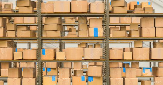 warehouse interior with shelves and cardboard boxes, Packed courier delivery concept image  : Stock Photo or Stock Video Download rcfotostock photos, images and assets rcfotostock | RC Photo Stock.: