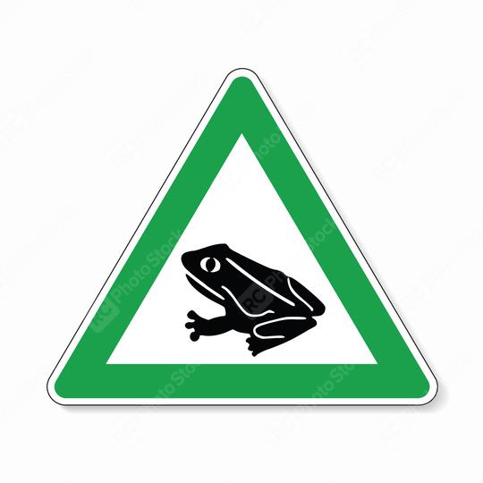 Warning frog, toad migration and save frogs. Traffic sign in green color attention frogs crossing the road on white background. Vector illustration. Eps 10 vector file.  : Stock Photo or Stock Video Download rcfotostock photos, images and assets rcfotostock | RC Photo Stock.: