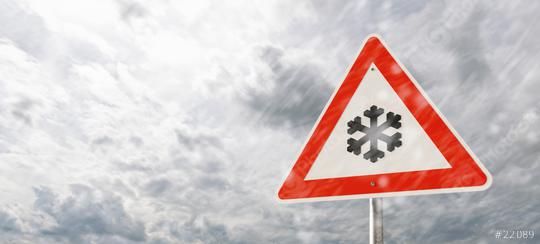 warning sign - Caution snow fall or first snow, winter driving risk of snow and ice with cloudy snow storm  : Stock Photo or Stock Video Download rcfotostock photos, images and assets rcfotostock | RC Photo Stock.: