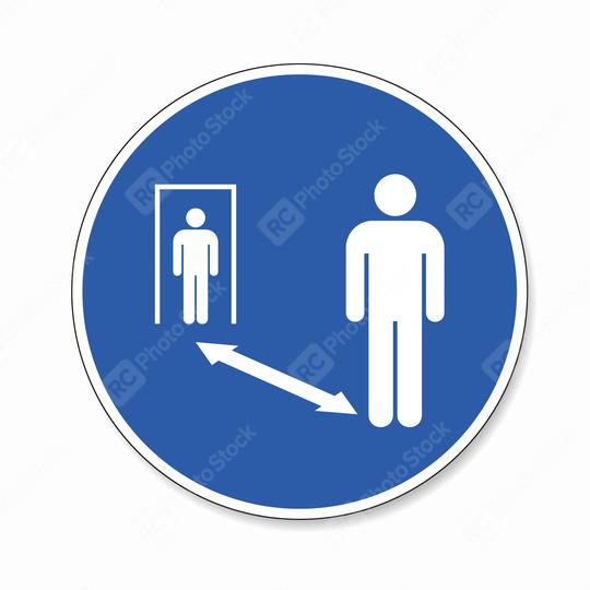 Warning social distance sign. Covid-19 (coronavirus) safety distance between people in entrance doors sign, mandatory sign or safety sign, on white background. Vector illustration. Eps 10 vector file.  : Stock Photo or Stock Video Download rcfotostock photos, images and assets rcfotostock | RC Photo Stock.: