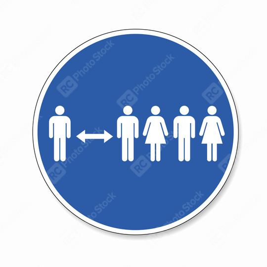 Warning social distance sign. Covid-19 (coronavirus) safety distance between people woamn and man sign, mandatory sign or safety sign, on white background. Vector illustration. Eps 10 vector file.  : Stock Photo or Stock Video Download rcfotostock photos, images and assets rcfotostock | RC Photo Stock.: