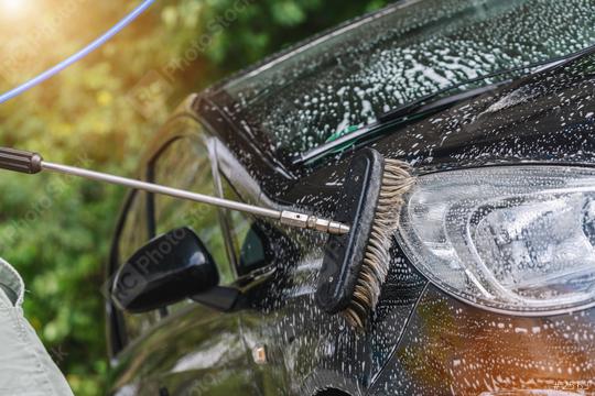 Washing car with soap and brush  : Stock Photo or Stock Video Download rcfotostock photos, images and assets rcfotostock | RC Photo Stock.: