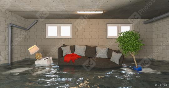 Water damage in basement after flooding with sofa   : Stock Photo or Stock Video Download rcfotostock photos, images and assets rcfotostock | RC Photo Stock.: