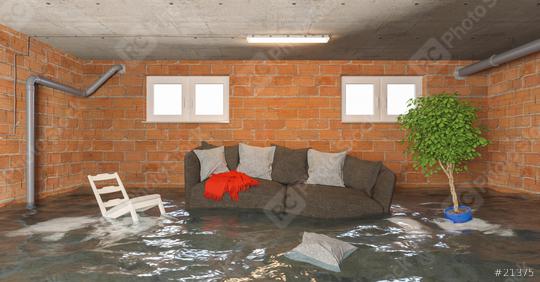 Water damager after flooding in basement with floating sofa and furniture  : Stock Photo or Stock Video Download rcfotostock photos, images and assets rcfotostock | RC Photo Stock.:
