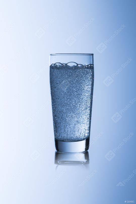 Water glass with sparkling carbonated on blue background with reflex drink drinking water  : Stock Photo or Stock Video Download rcfotostock photos, images and assets rcfotostock | RC Photo Stock.: