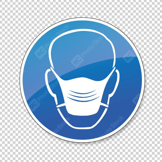 Wear a face mask. Wear dust mask, mandatory sign or safety sign, on checked transparent background. Vector illustration. Eps 10 vector file.  : Stock Photo or Stock Video Download rcfotostock photos, images and assets rcfotostock | RC Photo Stock.: