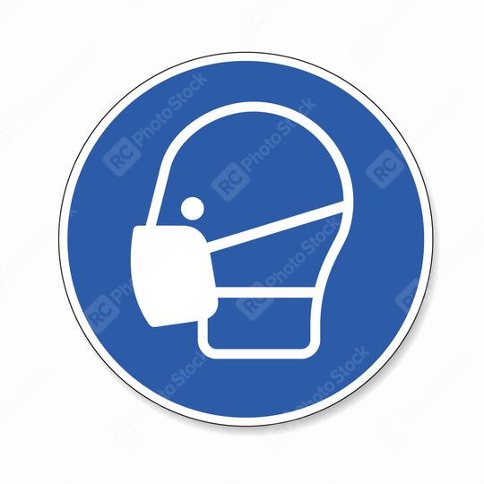 Wear a face mask. Wear dust mask, mandatory sign or safety sign, on white background. Vector illustration. Eps 10 vector file.  : Stock Photo or Stock Video Download rcfotostock photos, images and assets rcfotostock | RC-Photo-Stock.: