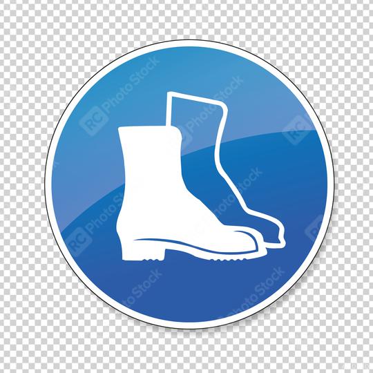 Wear protective footwear. Wear safety footwear, Protective safety boots must be worn mandatory sign or safety sign, on checked transparent background. Vector Eps 10.  : Stock Photo or Stock Video Download rcfotostock photos, images and assets rcfotostock | RC Photo Stock.: