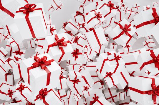 White christmas gifts or presents with red ribbon  : Stock Photo or Stock Video Download rcfotostock photos, images and assets rcfotostock | RC Photo Stock.: