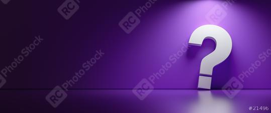 White question mark on dark purple background with empty copy space on left side, FAQ Concept image  : Stock Photo or Stock Video Download rcfotostock photos, images and assets rcfotostock | RC Photo Stock.:
