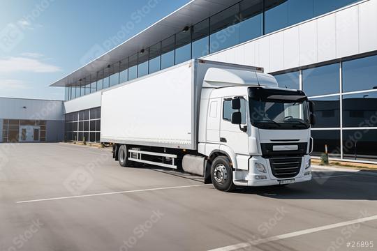 White semi truck parked by a warehouse  : Stock Photo or Stock Video Download rcfotostock photos, images and assets rcfotostock | RC Photo Stock.: