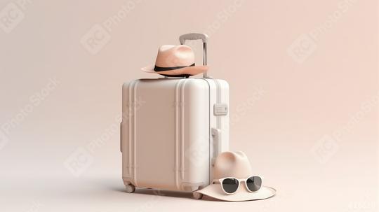 White suitcase with hat and sunglasses on pink background  : Stock Photo or Stock Video Download rcfotostock photos, images and assets rcfotostock | RC Photo Stock.: