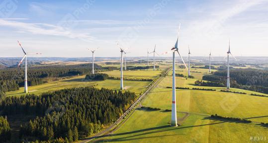 Wind farm for electric power - Energy Production with clean and Renewable Energy - aerial shot  : Stock Photo or Stock Video Download rcfotostock photos, images and assets rcfotostock | RC Photo Stock.: