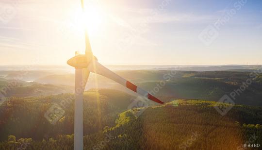 Wind turbine and Landscape on a summer day - Energy Production with clean and Renewable Energy - aerial shot  : Stock Photo or Stock Video Download rcfotostock photos, images and assets rcfotostock | RC Photo Stock.: