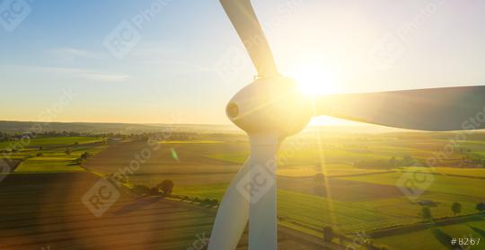 Wind turbines and agricultural fields on a summer day - Energy Production with clean and Renewable Energy - aerial shot  : Stock Photo or Stock Video Download rcfotostock photos, images and assets rcfotostock | RC Photo Stock.: