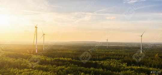 Wind turbines under construction at sunset - Energy Production with clean and Renewable Energy - aerial shot  : Stock Photo or Stock Video Download rcfotostock photos, images and assets rcfotostock | RC Photo Stock.: