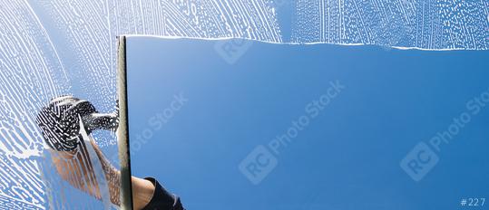window cleaner cleaning window with squeegee and wiper on a sunny day, with copyspace for your individual text.  : Stock Photo or Stock Video Download rcfotostock photos, images and assets rcfotostock | RC Photo Stock.: