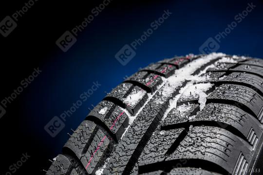 Winter Car tires with snow close-up wheel profile structure on black blue background  : Stock Photo or Stock Video Download rcfotostock photos, images and assets rcfotostock | RC Photo Stock.: