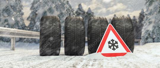 winter tires change - Beware winter is coming with road sign  : Stock Photo or Stock Video Download rcfotostock photos, images and assets rcfotostock | RC Photo Stock.: