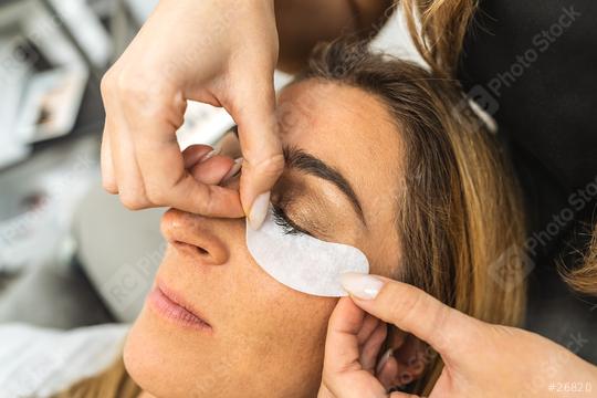 Woman gets prepared for long Eyelashes at cosmetology salon. Las  : Stock Photo or Stock Video Download rcfotostock photos, images and assets rcfotostock | RC Photo Stock.: