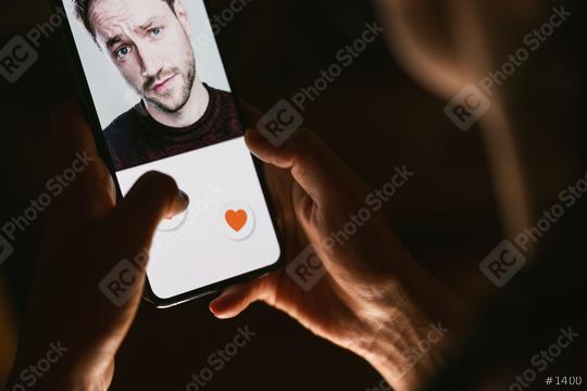 Woman giving a like to photo on social media or swiping on online dating app. Finger pushing heart icon on screen in smartphone application. Friend, follower or fan liking picture of a beautiful man.   : Stock Photo or Stock Video Download rcfotostock photos, images and assets rcfotostock | RC Photo Stock.:
