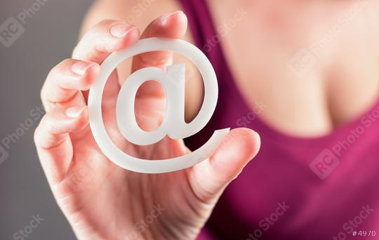 woman holding email sign   : Stock Photo or Stock Video Download rcfotostock photos, images and assets rcfotostock | RC Photo Stock.: