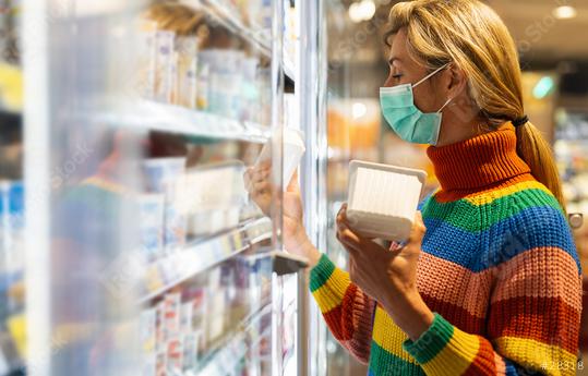 Woman shopping in supermarket during coronavirus lockdown at freezer section   : Stock Photo or Stock Video Download rcfotostock photos, images and assets rcfotostock | RC Photo Stock.: