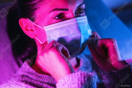 Woman wearing an anti virus protection mask to prevent others from corona COVID-19 and SARS cov 2 infection at a gaming event  : Stock Photo or Stock Video Download rcfotostock photos, images and assets rcfotostock | RC Photo Stock.: