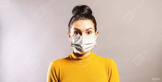 Woman wearing protection face mask against coronavirus outbreak COVID-19. Banner panorama medical staff preventive gear.  : Stock Photo or Stock Video Download rcfotostock photos, images and assets rcfotostock | RC Photo Stock.: